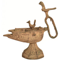 Ancient Persian Khurasan Islamic Engraved Calligraphy Bronze Oil Lamp c.1200