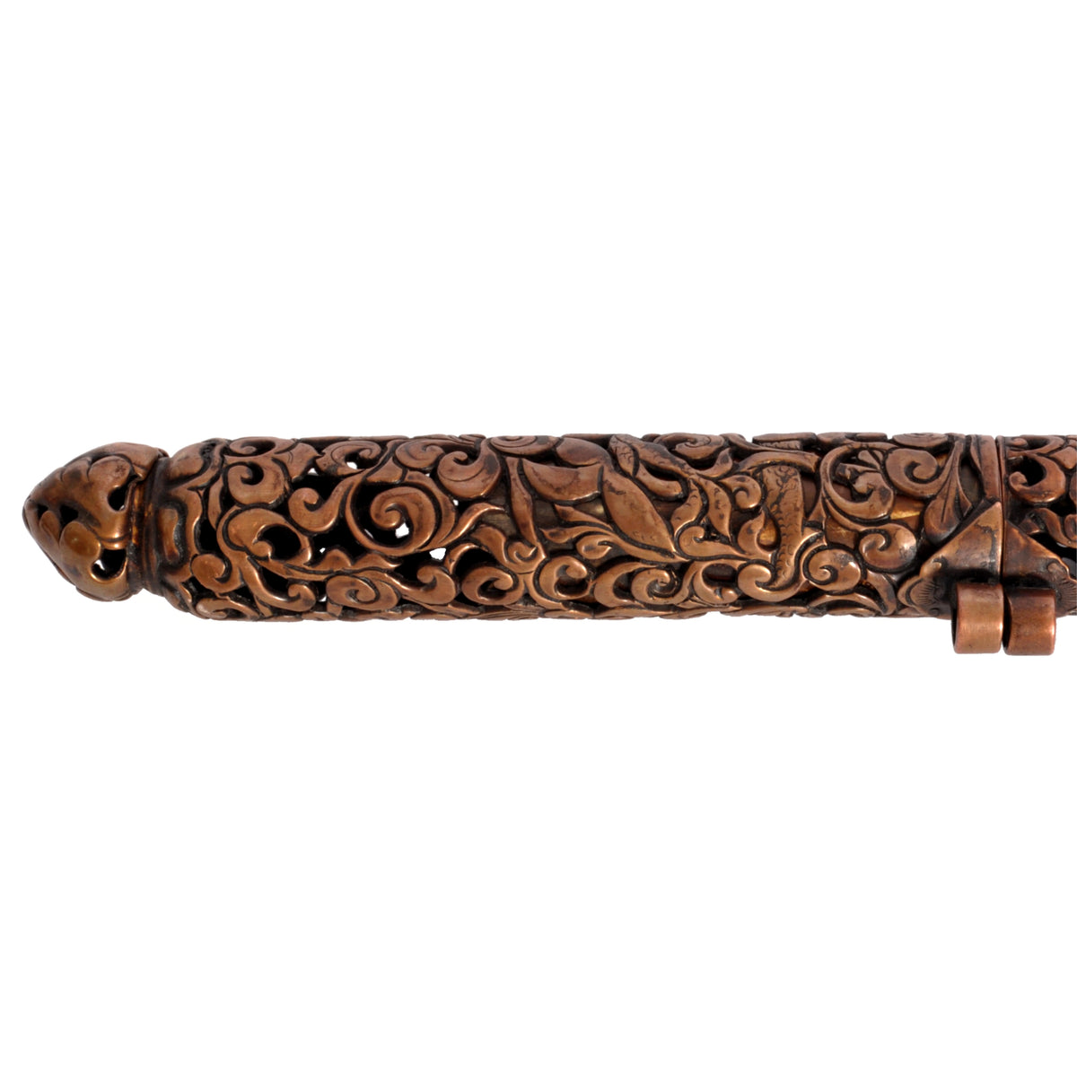Antique 18th Century Tibetan Buddhist Gilded Iron Lama's Pen Case Derge 1700