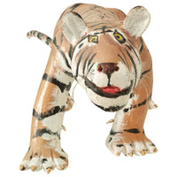 African American Folk Art Hand-Carved Wooden Hand-Painted Tiger Sculpture by Isaac Smith, 1980