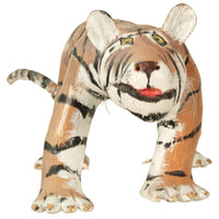 African American Folk Art Hand-Carved Wooden Hand-Painted Tiger Sculpture by Isaac Smith, 1980