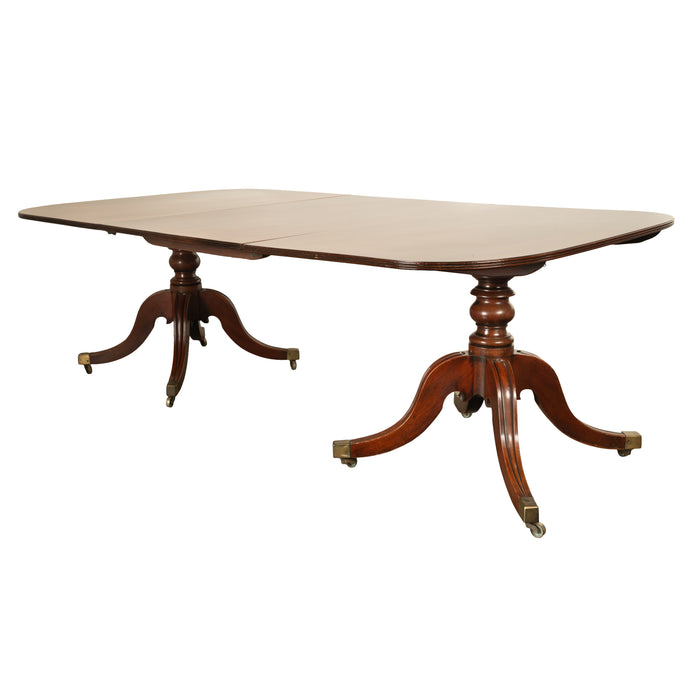 Antique Georgian Regency Cuban Mahogany Twin Pedestal Dining Table Tilt-Top 1810