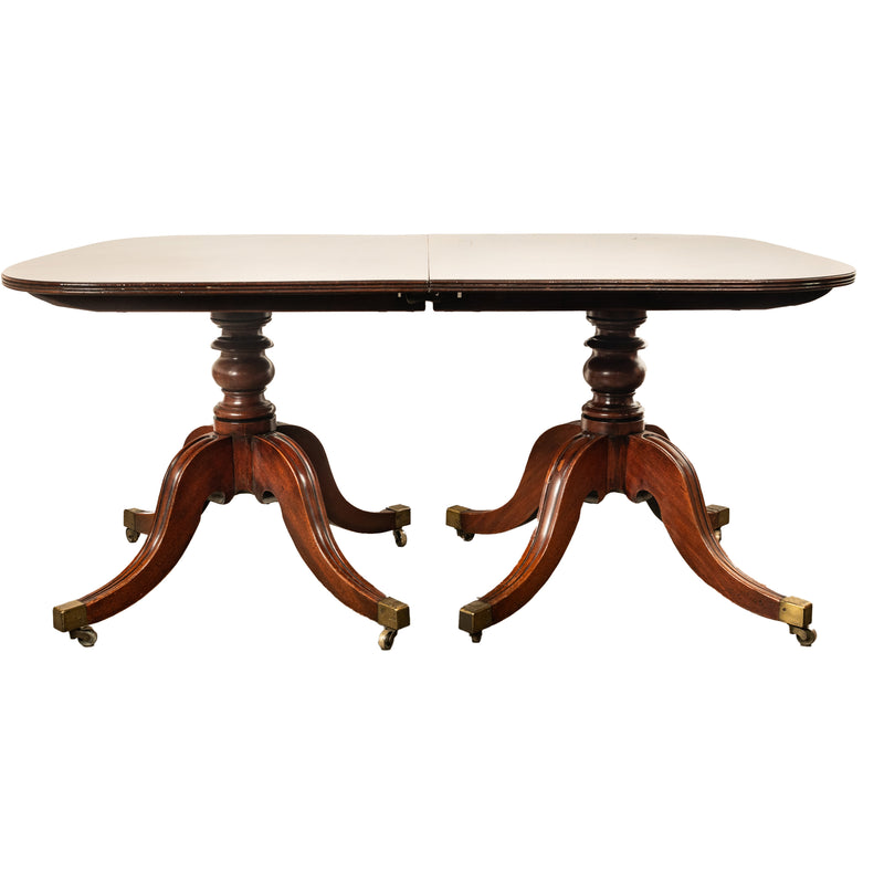 Antique Georgian Regency Cuban Mahogany Twin Pedestal Dining Table Tilt-Top 1810
