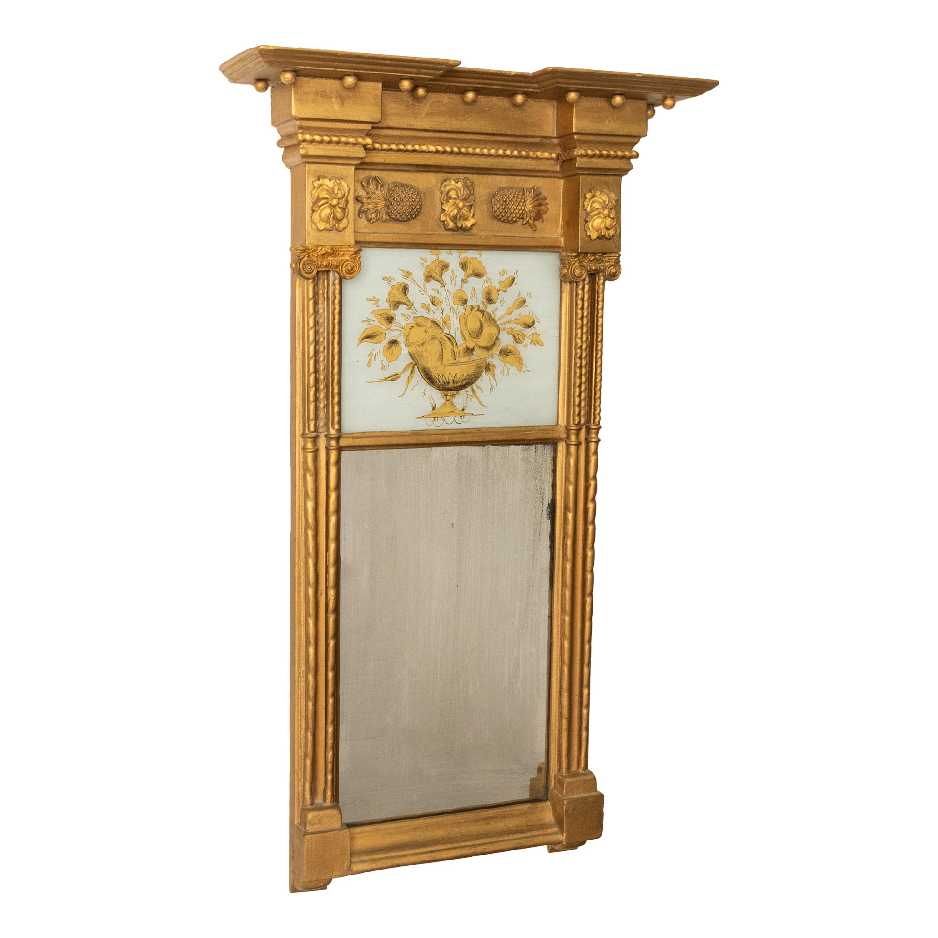 Antique American Federal Carved Giltwood Pier Mirror