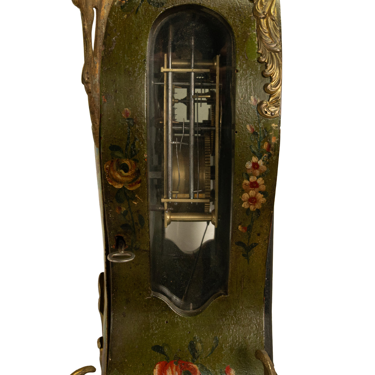 Antique 18th Century French Louis XV Painted & Ormolu Vernis Martin Cartel Clock 1750