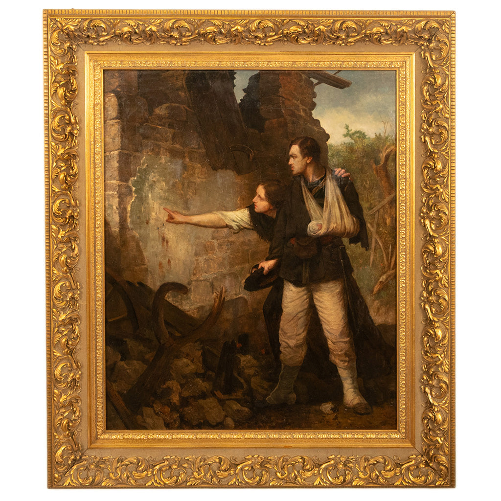 Pair French Franco-Prussian Historical Military War Propaganda Oil Paintings by Charles Louis Muller, 1870