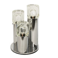 Italian Mid Century Modern Chrome Glass Ice Cube Table Lamp by Gaetano Sciolari