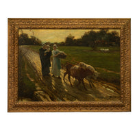19th Century Impressionist Oil on Canvas Painting Bucolic Figural Landscape by Philip Richard Morris ARA 1880