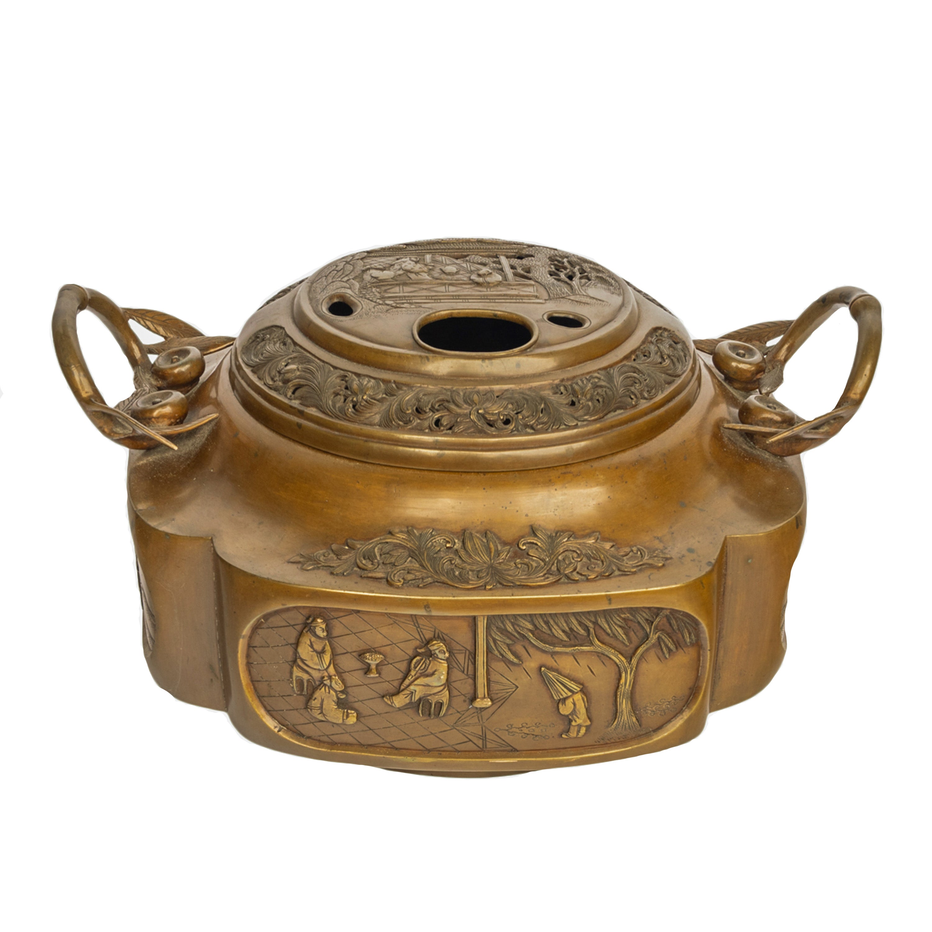 A good & large antique Meiji period Japanese bronze brazier, koro
