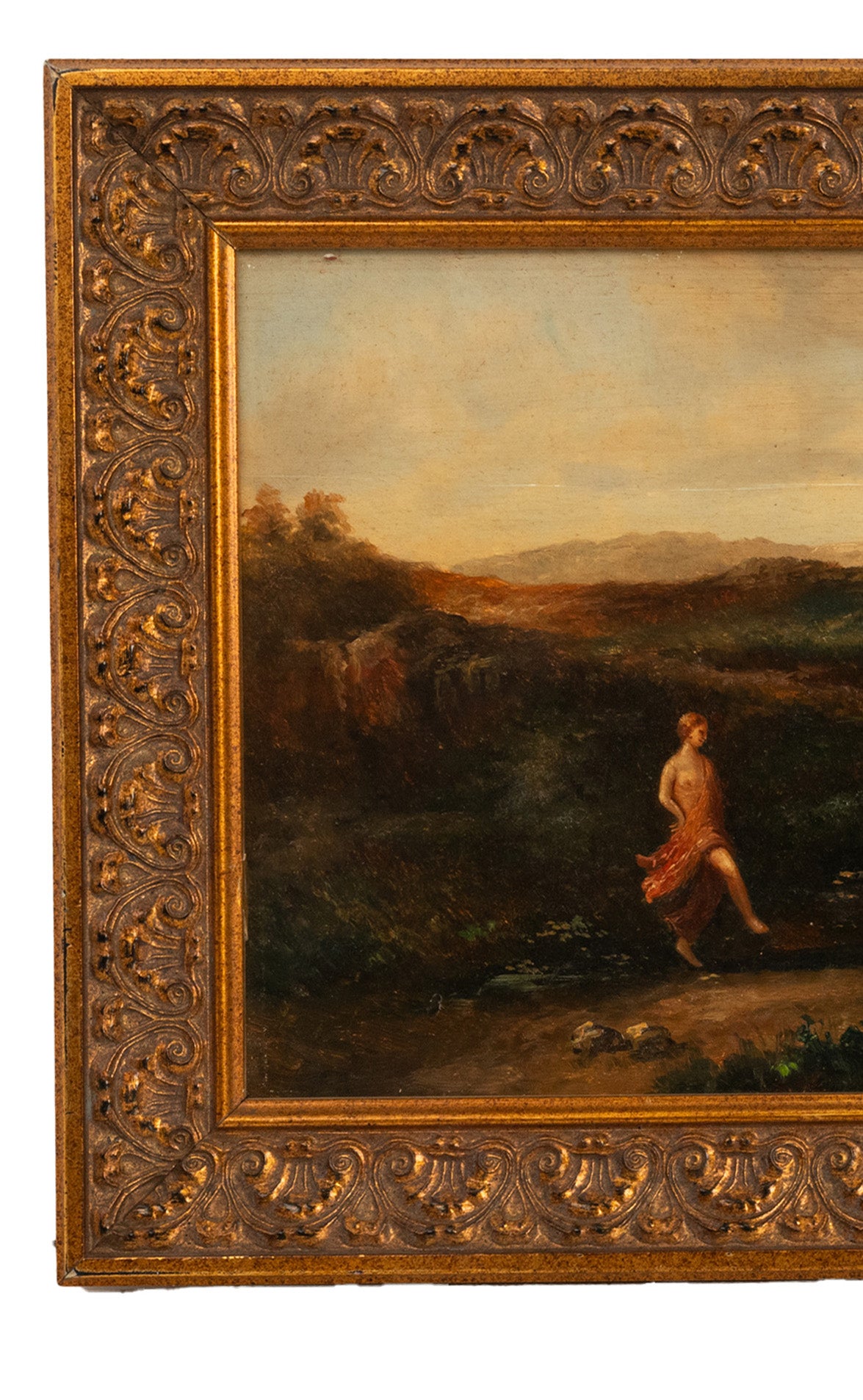 Antique 19th Century Neoclassical Bacchanal Oil Painting Dancing