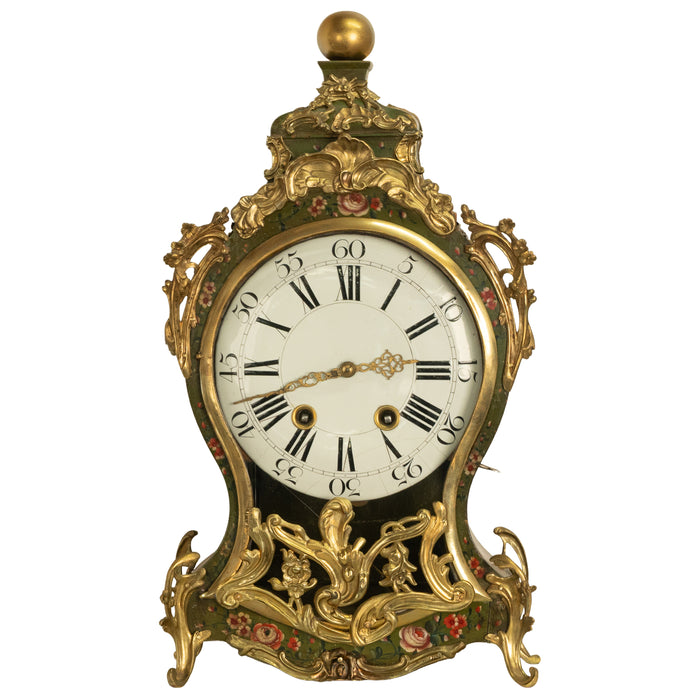 Antique 18th Century French Louis XV Painted & Ormolu Vernis Martin Cartel Clock 1750