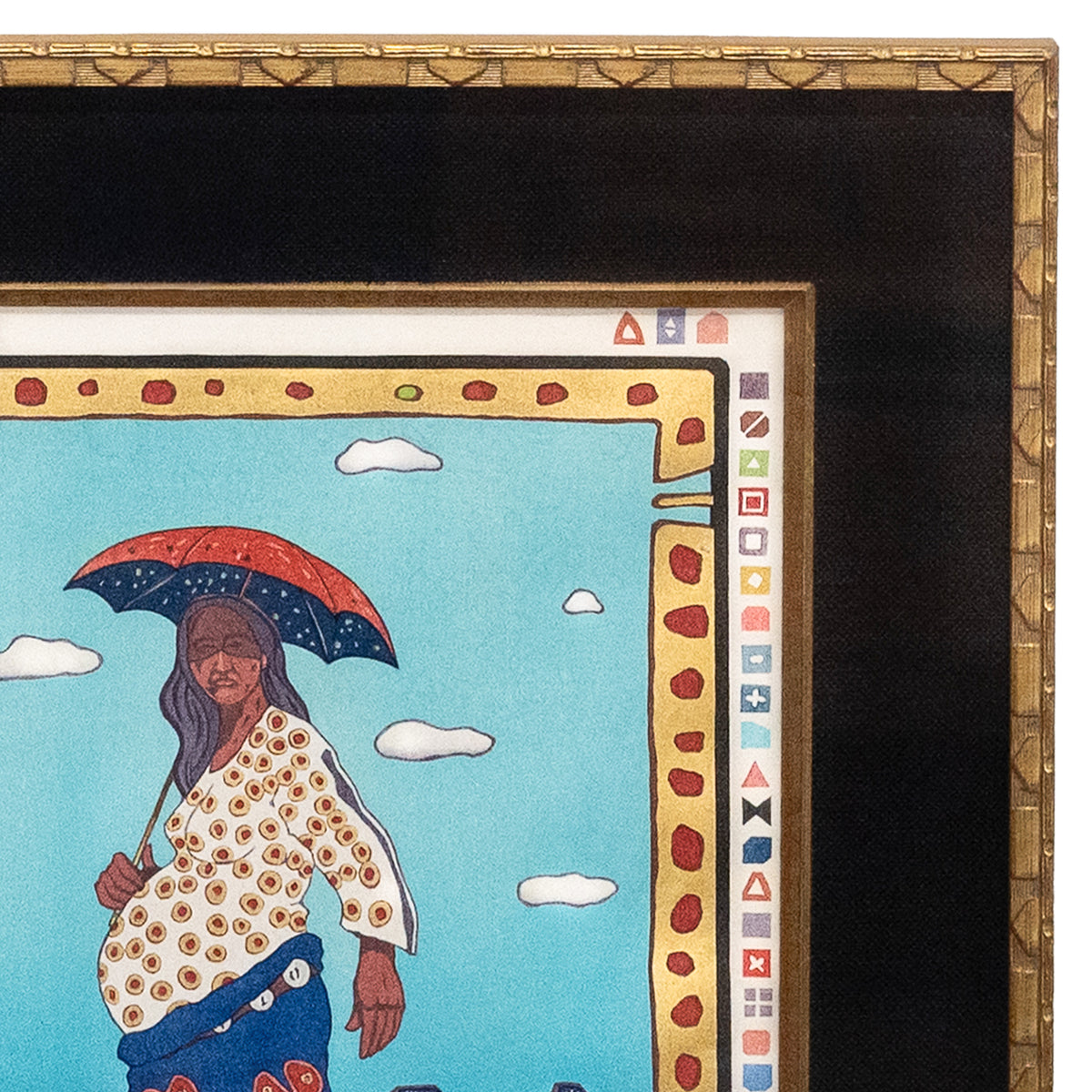 Native American Kiowa/Caddo Peoples Woodcut in Colors "New Indian Art" Pop Art