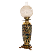 Antique Art Pottery Stoneware Dalton Lambeth Oil Lamp Signed Edith Lupton 1884