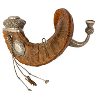 Antique Scottish Sterling Silver Cairngorm Snuff Mull Ram's Horn Edinburgh 1884