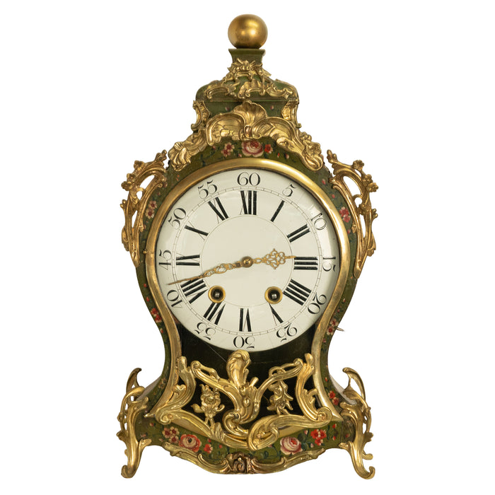Antique 18th Century French Louis XV Painted & Ormolu Vernis Martin Cartel Clock 1750