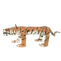 African American Folk Art Hand-Carved Wooden Hand-Painted Tiger Sculpture by Isaac Smith, 1980