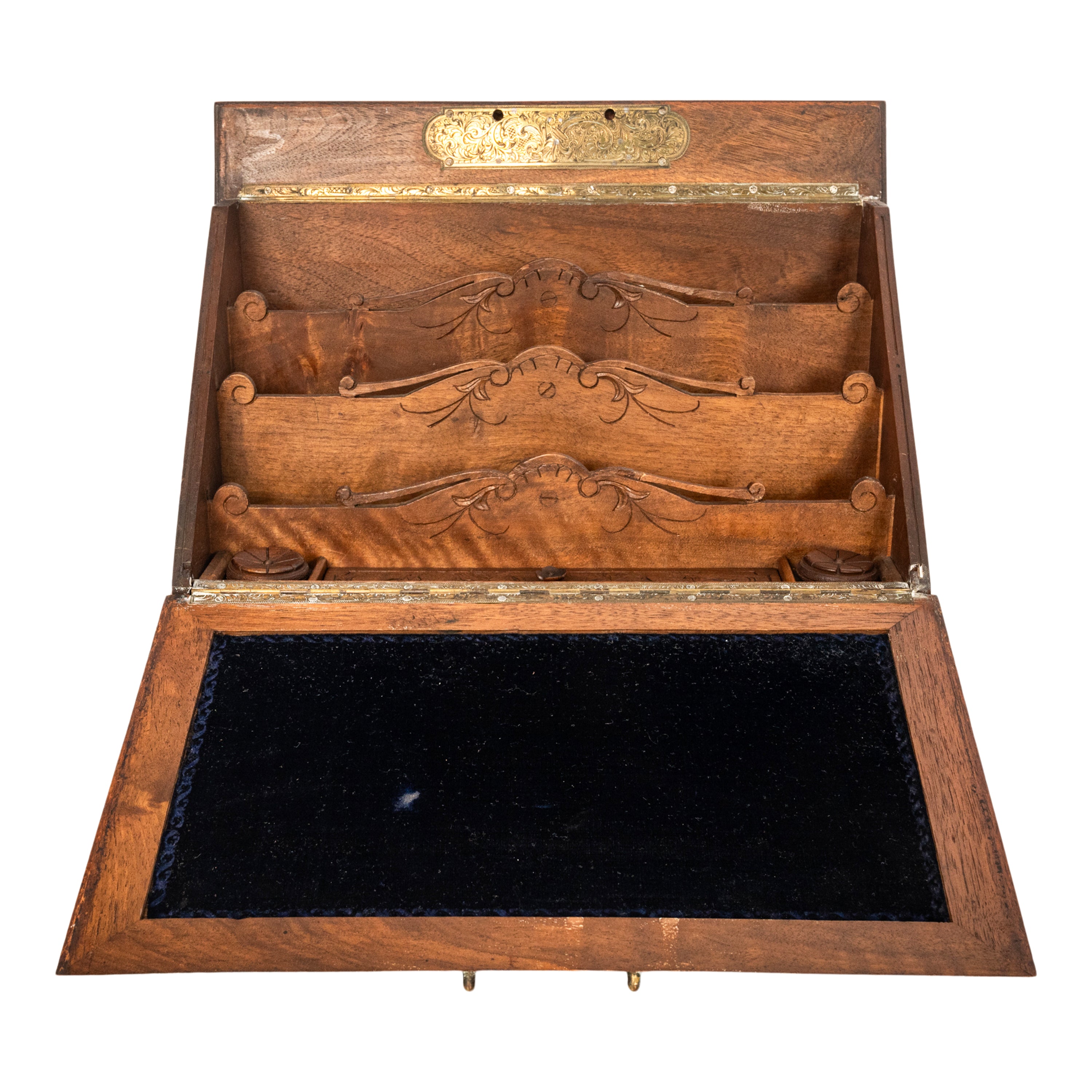 Antique Swiss German Brienz Black Forest Carved Walnut Writing Antique Swiss German Brienz Black Forest Carved Walnut Writing