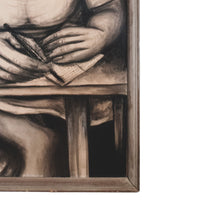 Large Charcoal Portrait Girl Writing Letter La Pensadora The Thinker Puerto Rico by Juan De Prey, 1930