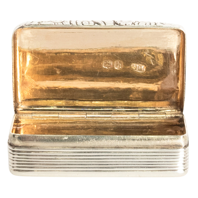 Fine Antique Sterling Silver Gilt Georgian Snuff Box by Thomas Evans London 1783