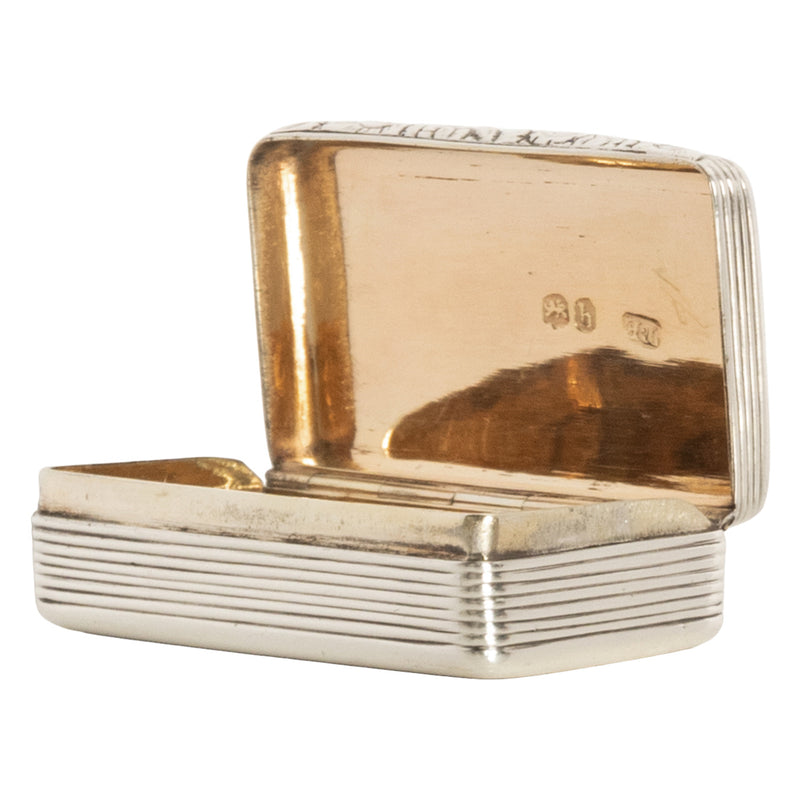 Fine Antique Sterling Silver Gilt Georgian Snuff Box by Thomas Evans London 1783