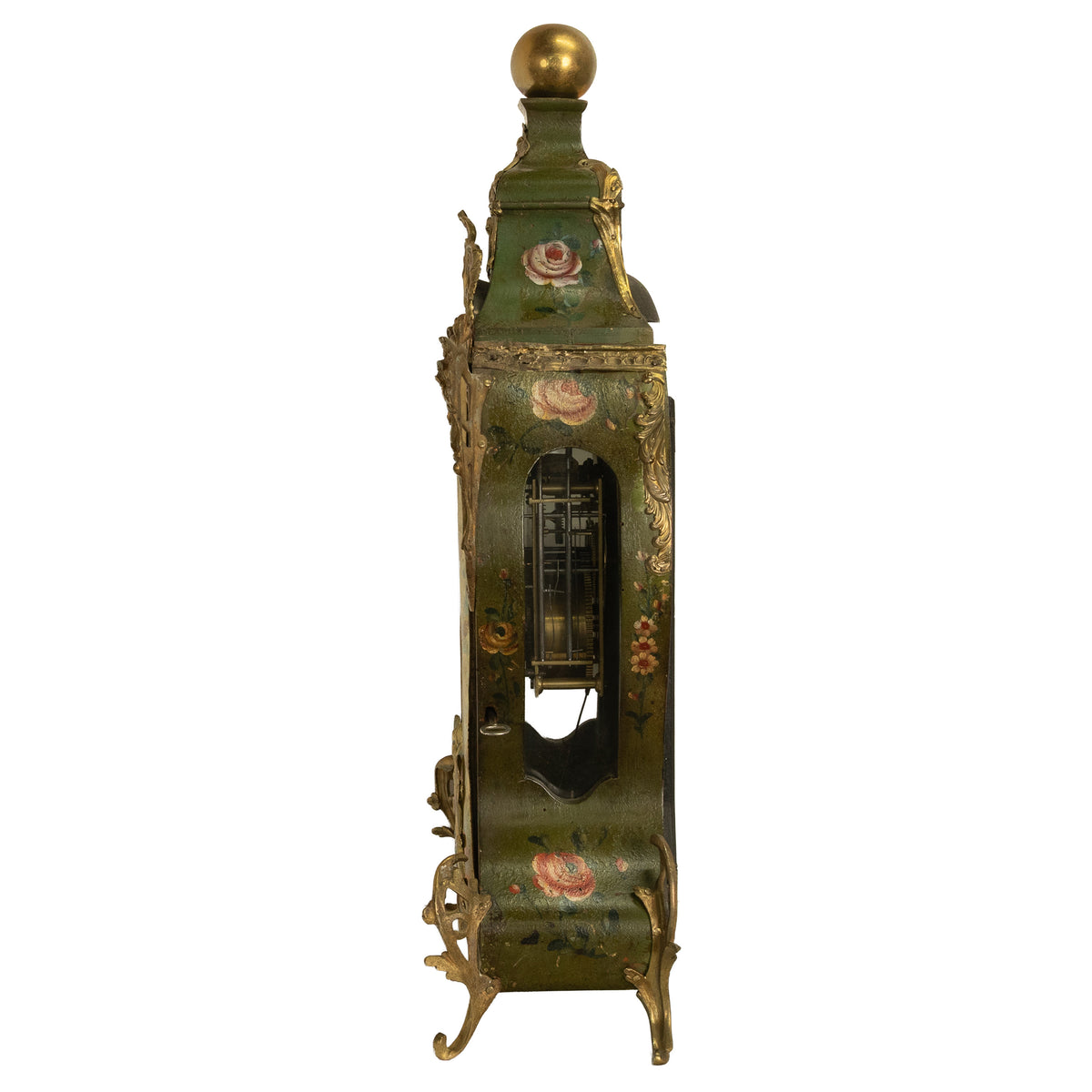Antique 18th Century French Louis XV Painted & Ormolu Vernis Martin Cartel Clock 1750