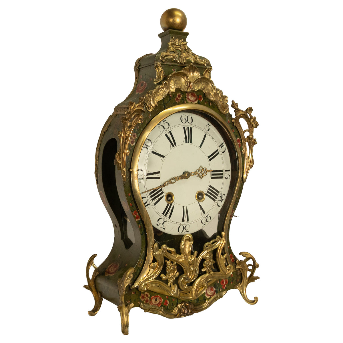 Antique 18th Century French Louis XV Painted & Ormolu Vernis Martin Cartel Clock 1750