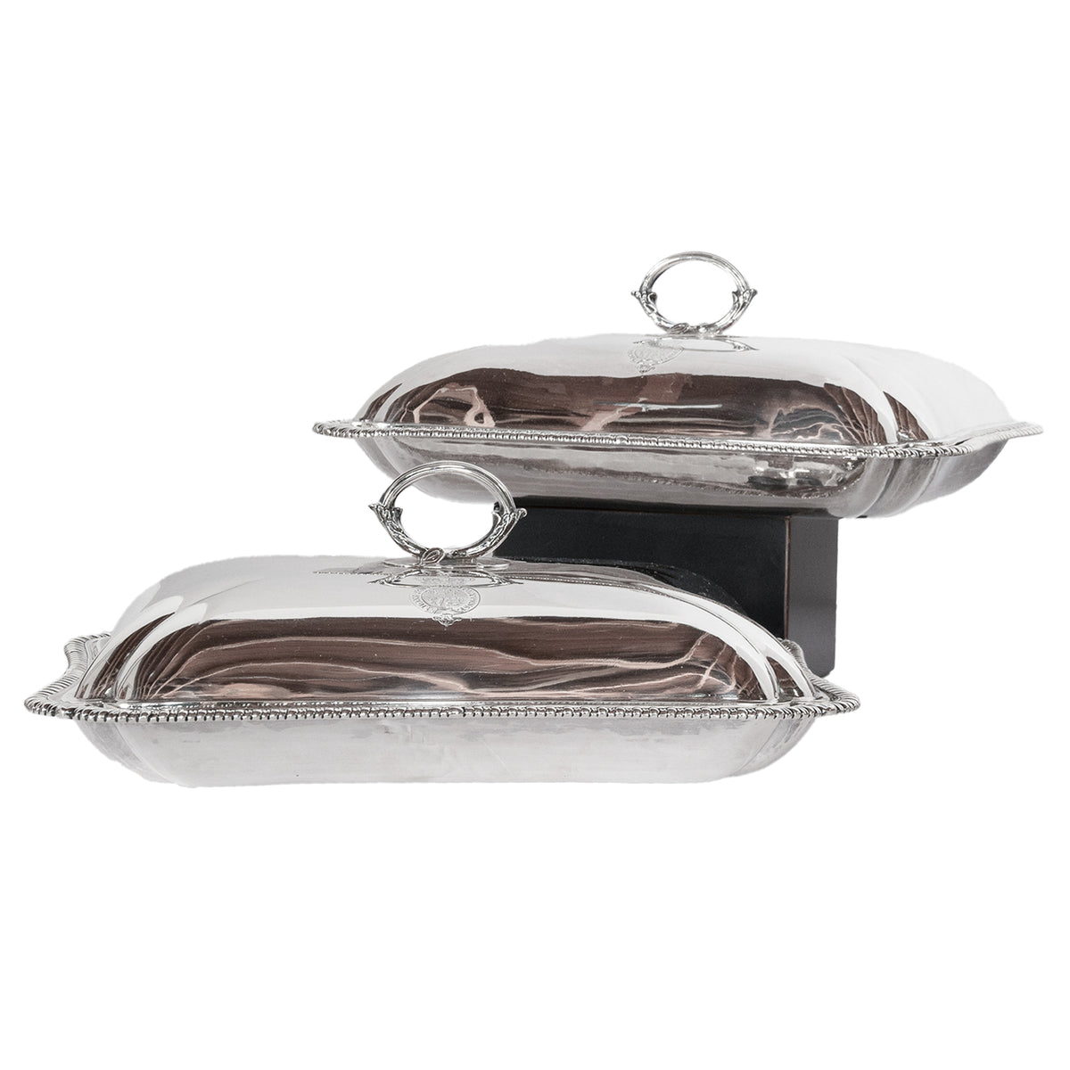 Set Four Georgian Sterling Silver Entree Dishes by Fogelberg & Gilbert London Royal Family 1792