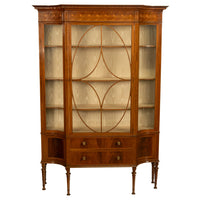 Antique Art Nouveau Inlaid Mahogany Display China Cabinet Vitrine Waring Gillow, 1905