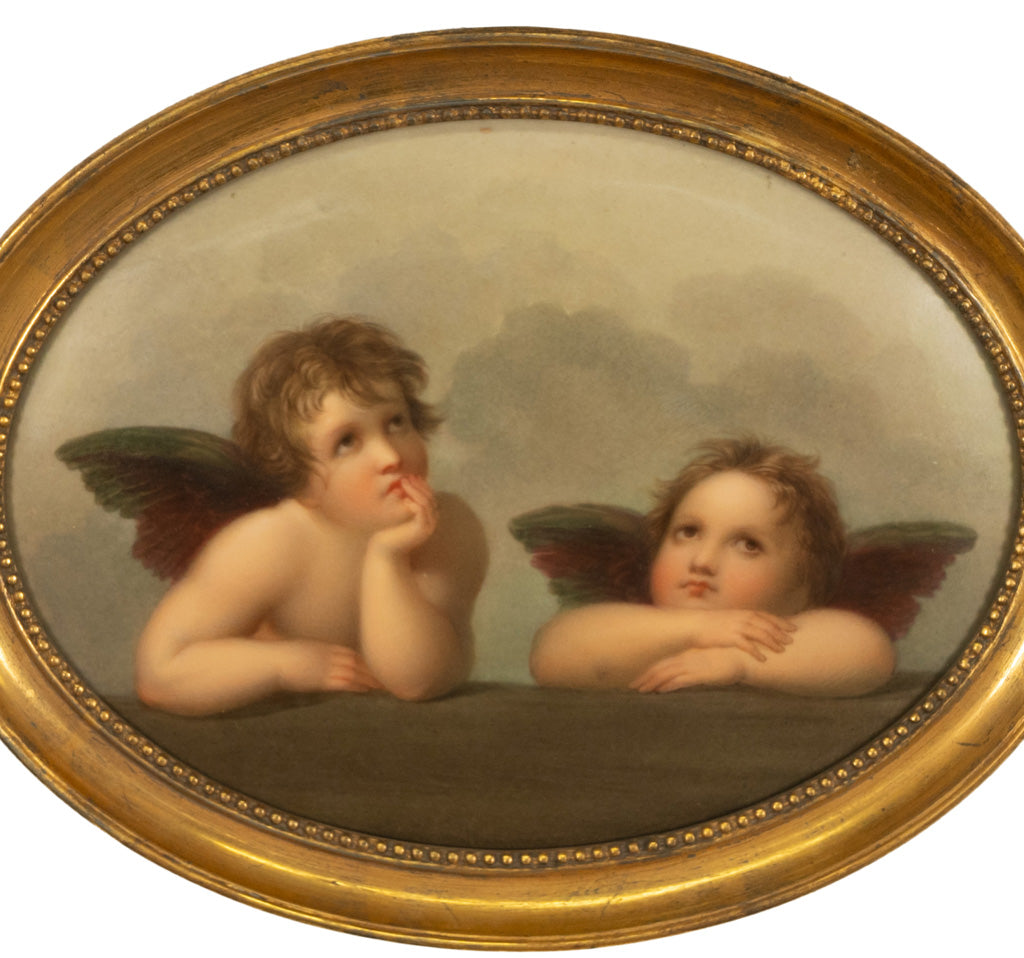 Genuine Antique KPM Berlin Porcelain Hand Painted Raphael's Angels Putti 1890