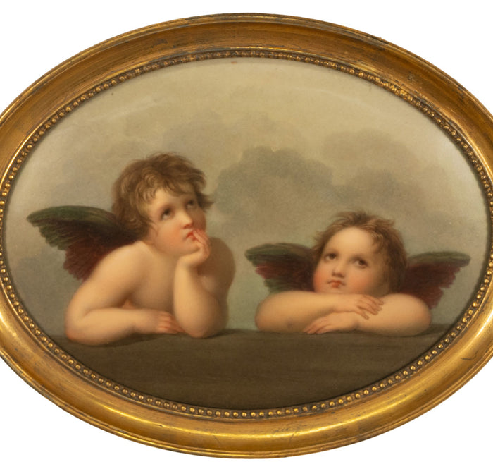 Genuine Antique KPM Berlin Porcelain Hand Painted Raphael's Angels Putti 1890