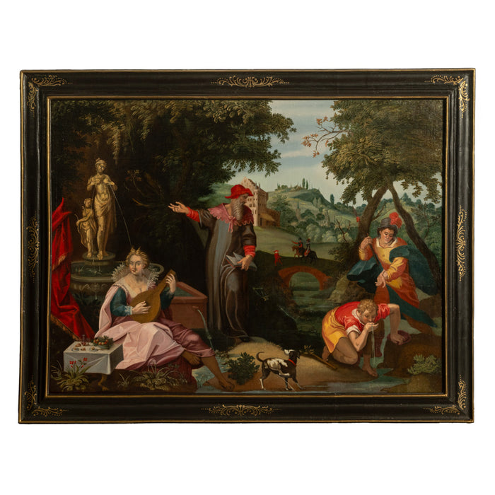 16th Century German Renaissance Allegorical Oil Painting Sexual Health Syphilis by Christoph Schwarz, Circa 1580