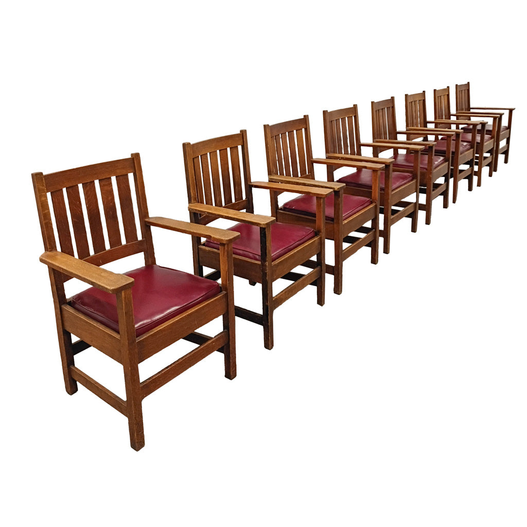 Antique Set of Eight Arts & Crafts Chairs "Quaint Furniture" by Stickely Brothers Circa 1905