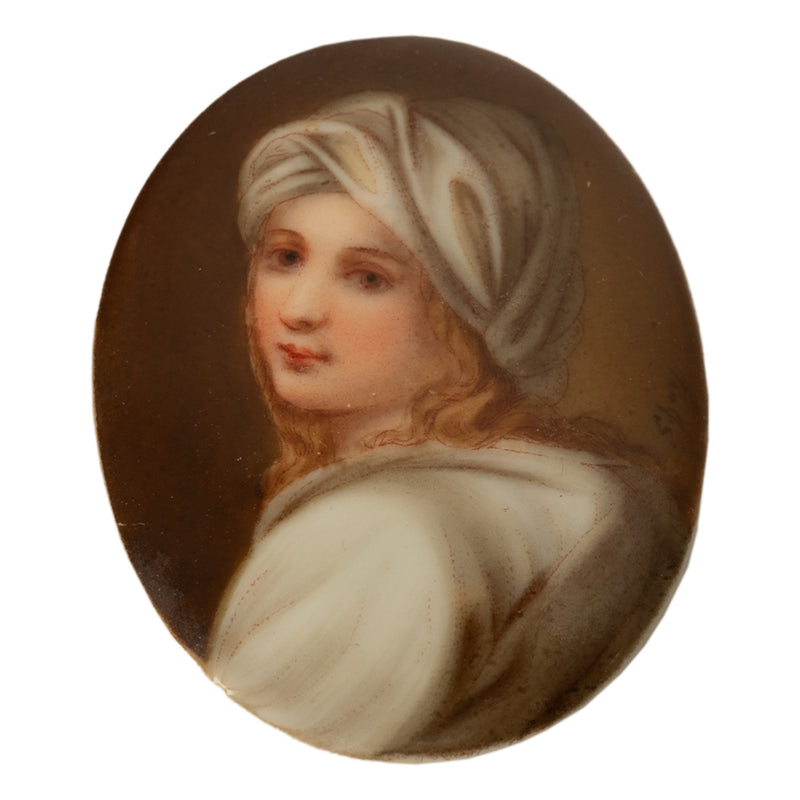 Antique Italian Micro Mosaic Miniature Portrait Painting Porcelain Guido Reni,1895