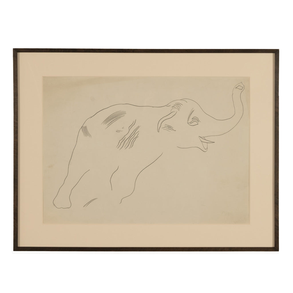 Rare Original Abstract Elephant Graphite Drawing Catalogue Raisonné Ex-Christies by Andy Warhol, 1955