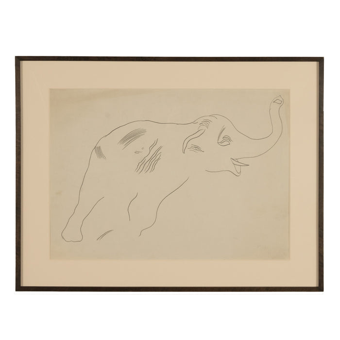 Rare Original Abstract Elephant Graphite Drawing Catalogue Raisonné Ex-Christies by Andy Warhol, 1955