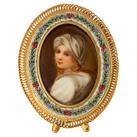 Antique Italian Micro Mosaic Miniature Portrait Painting Porcelain Guido Reni,1895