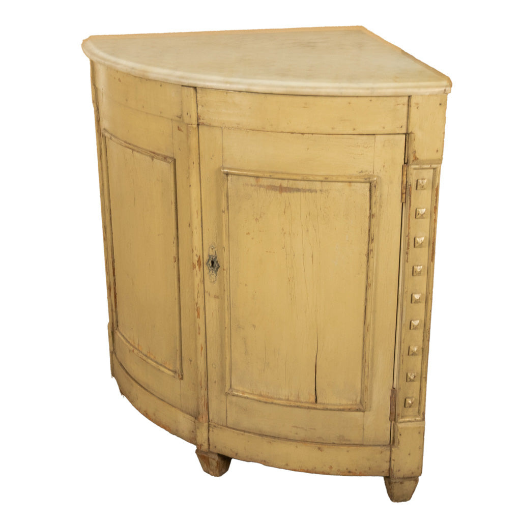 Antique 18thC Swedish Painted Gustavian Marble Top Corner Cupboard Cabinet 1780