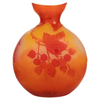 Antique French Art Nouveau Cameo Art Glass Emile Galle Vase Leaves Berries 1900