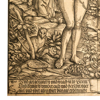16thCentury German Northern Renaissance Woodcut Print Adam & Eve Baron Von Lanna by Hans Burgkmair the Elder, 1525