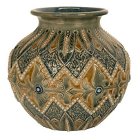 Antique Aesthetic Movement Doulton Lambeth Stoneware Vase Elizabeth Atkins 1883