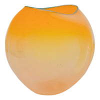 Dale Chihuly Hand-Blown Mango & Teal Lip Glass Basket Sculpture Signed & Dated, 2000