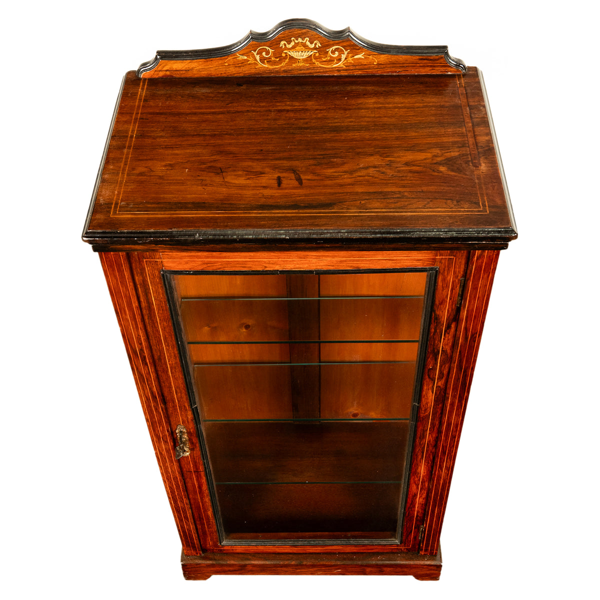 Antique 19th C Inlaid Rosewood Sheet Music Cabinet Display Cabinet Vitrine 1870