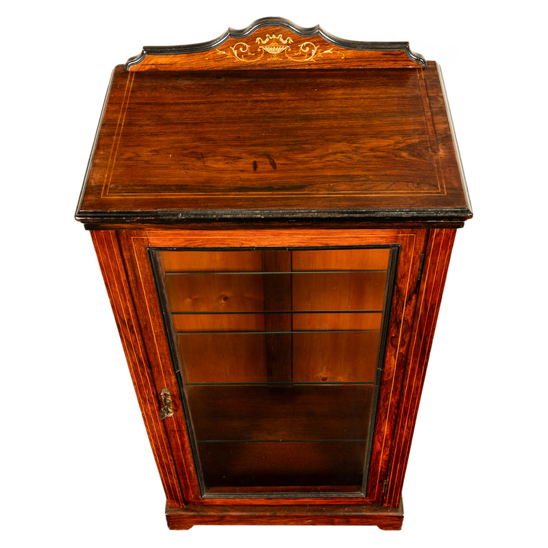 Antique 19th C Inlaid Rosewood Sheet Music Cabinet Display Cabinet Vitrine 1870