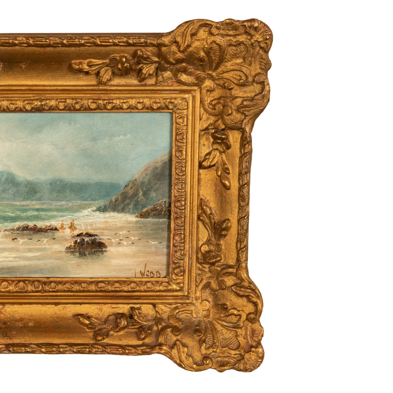 Antique 19th Century Marine Seascape Coastal Maritime English Channel Painting by James Webb, 1860