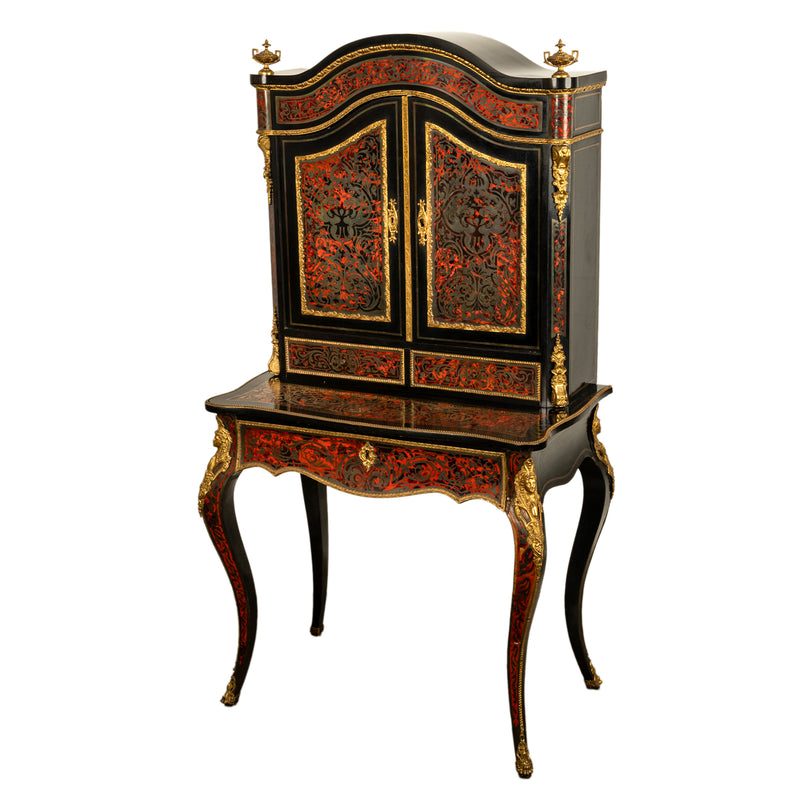 Antique Ebonized Boulle Ormolu Desk Cabinet Bonheur du Jour by Nordisk Kunst & Mobel-Etablissement Denmark