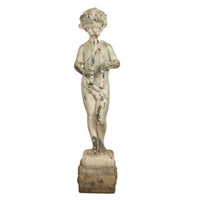 Antique French Lead Garden Statue Fountain Piping Boy Pan Putto Bacchante 1880