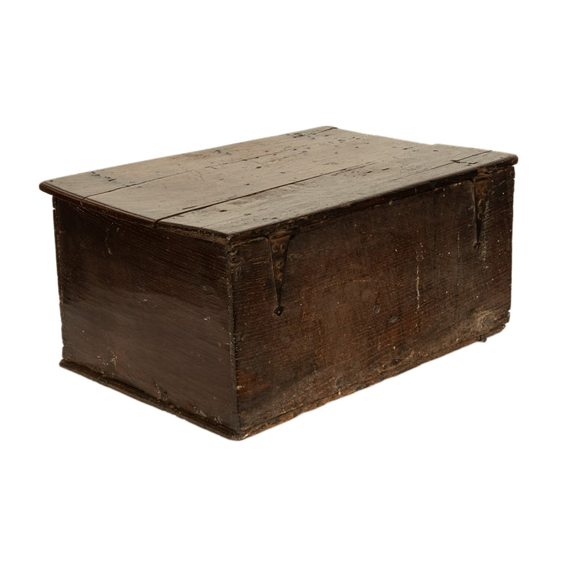 Antique 17th Century Charles II Carved Oak Bible Document Box 6 Plank Trunk 1680