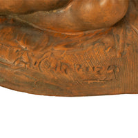 Antique 19thC French Naturalism Terracotta Sculpture "La Source" Putti Sculpture by Albert-Ernest Carrier-Belleuse,1864