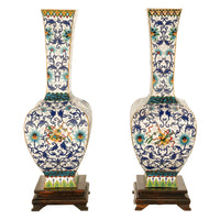 Antique Pair Monumental Chinese Qing Qianlong Period Cloissoné Enamel Vases 1795