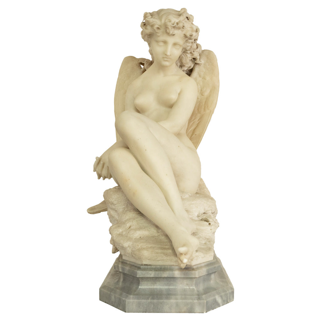 Antique Large Italian Grand Tour Carrara Marble Carved Statue Sculpture "Psyche" by Oreste Ferrari, 1880