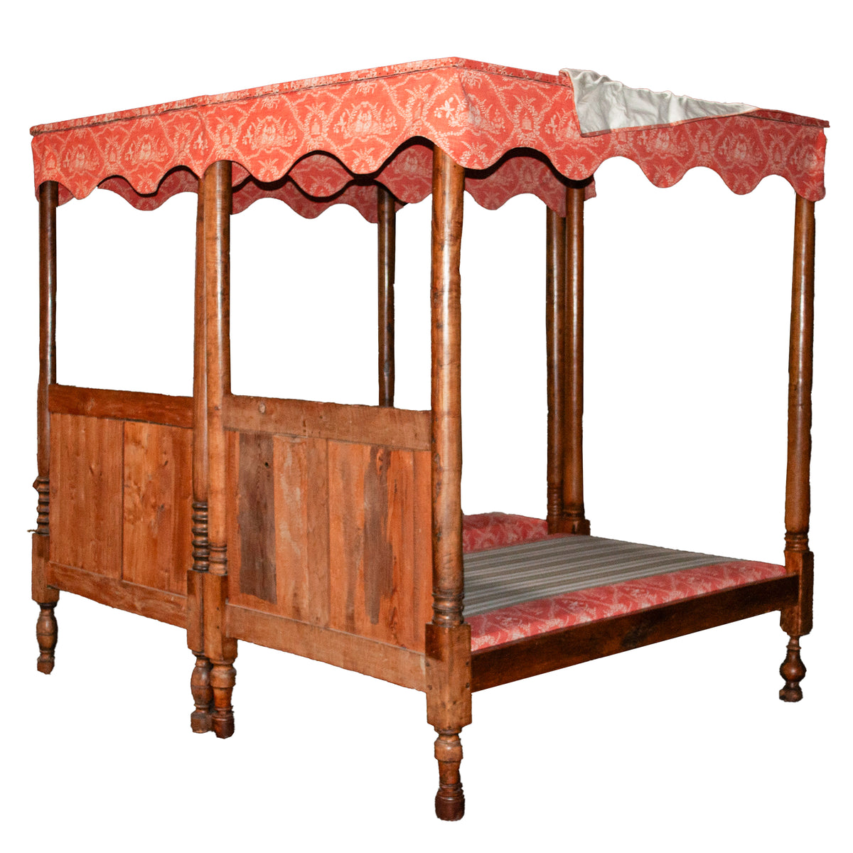 Pair 18th Century Antique French Four Poster Tester Canopy Cherry Twin Beds 1780